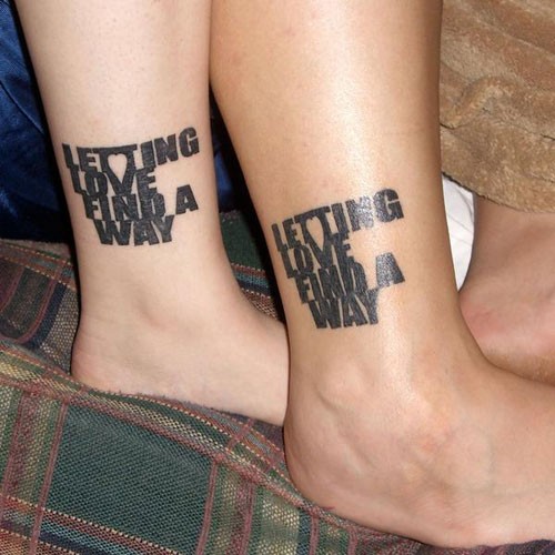 情侣脚踝个性英文纹身图案欣赏