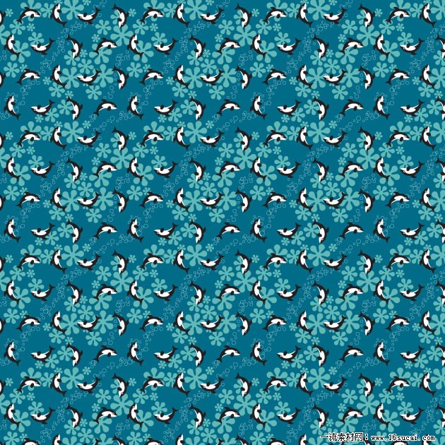 深蓝海豚花纹背景图片素材