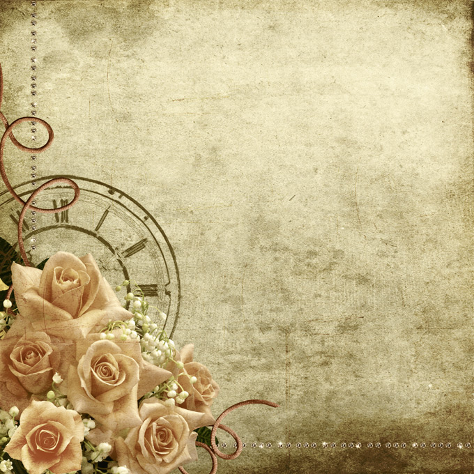 复古玫瑰花与牛皮纸背景图片素材