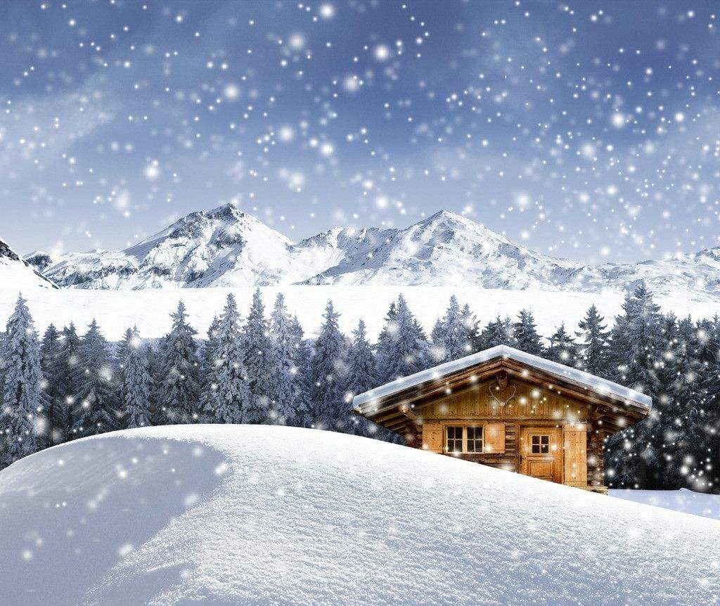 下雪天木屋风景图片素材