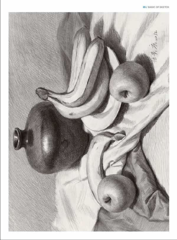 静物素描图片作品:水果素描图片(5)