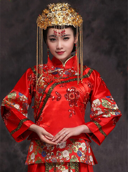 中式新娘婚纱照单人摄影图片