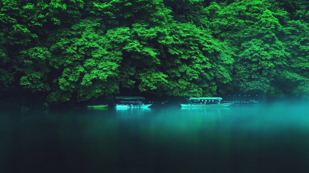 绿荫湖水小船自然风景区壁纸
