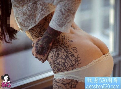 侧腰tattoo girl纹身图案