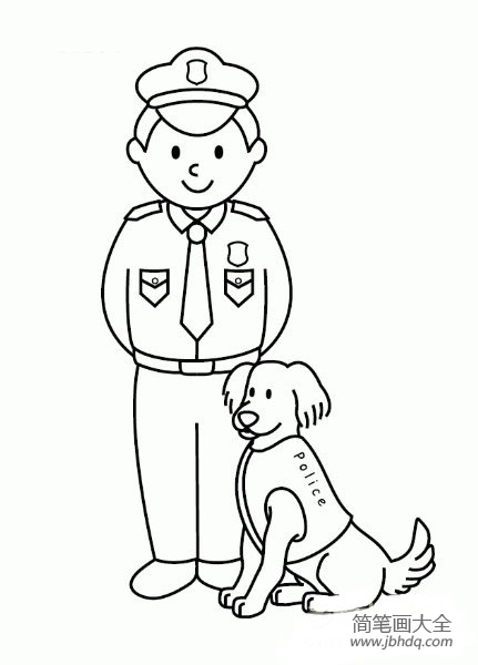 警察与警犬简笔画