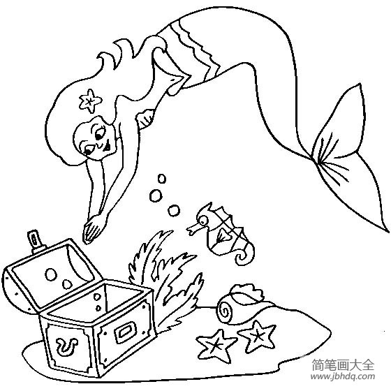 动漫人物简笔画 海底美人鱼简笔画图片(4)