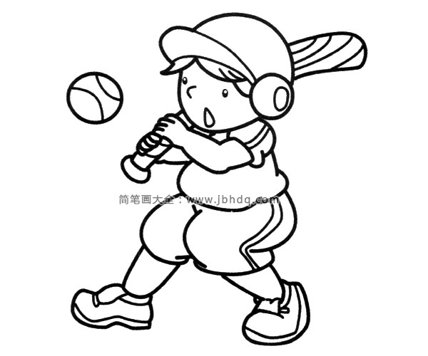小男孩打棒球简笔画图片