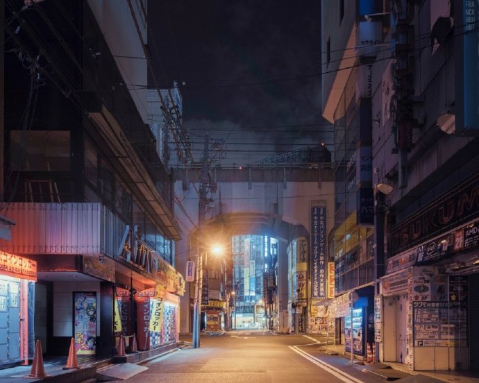 东京夜色街道唯美背景图(4)