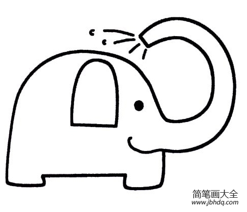 小象用长鼻子洗澡卡通简笔画