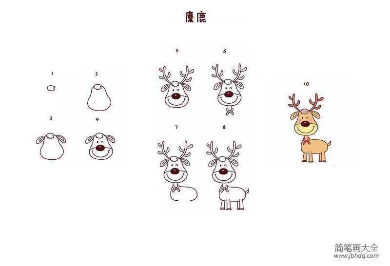圣诞节简笔画素材 麋鹿