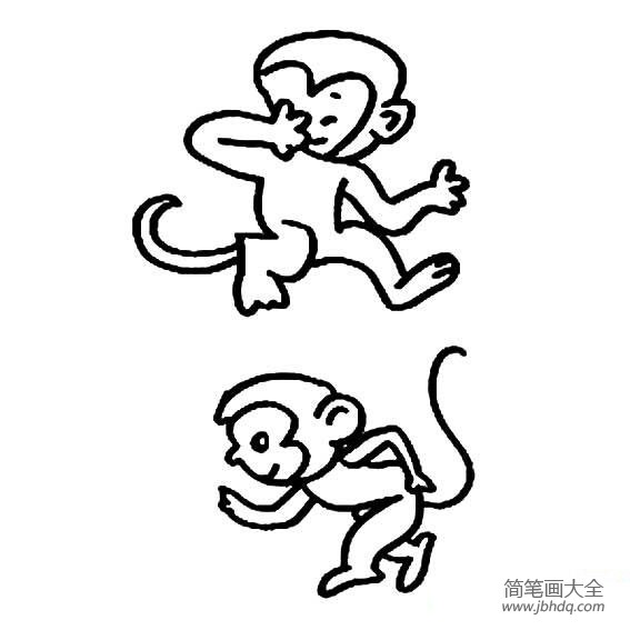 猴年小猴子简笔画素材