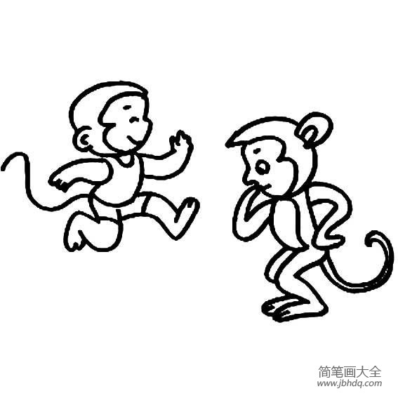 猴年小猴子简笔画素材(3)