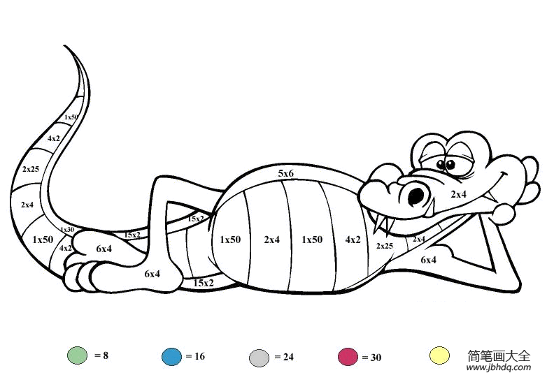 小鳄鱼乘法表填色画