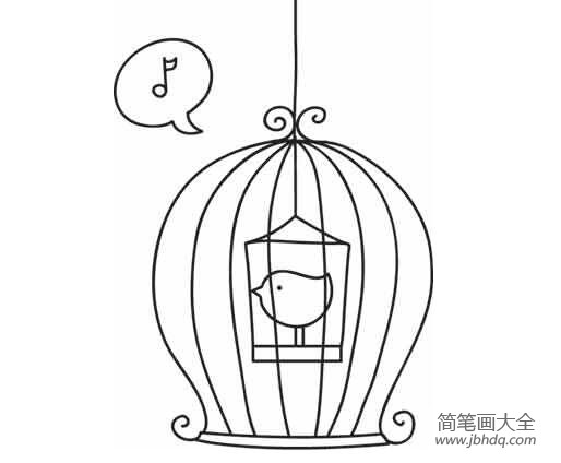 笼子里的小鸟简笔画