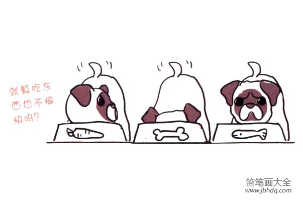 四步画出可爱简笔画 怎么看都心情不佳的八哥犬(7)