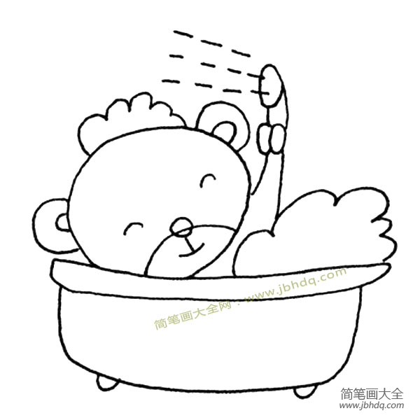 小熊洗澡简笔画图片