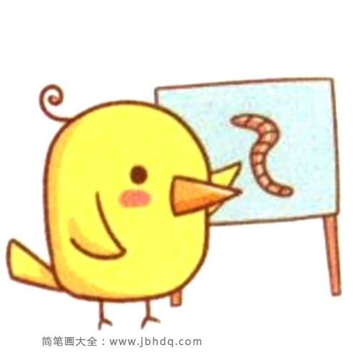上课的小鸡简笔画教程(5)