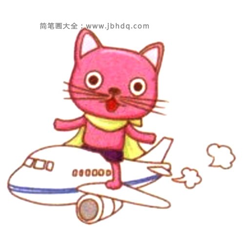 坐飞机的小猫简笔画教程(5)