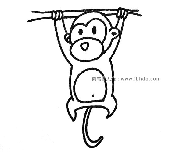 一组可爱的猴子简笔画图片(4)