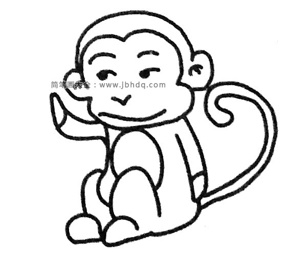 一组可爱的猴子简笔画图片(6)
