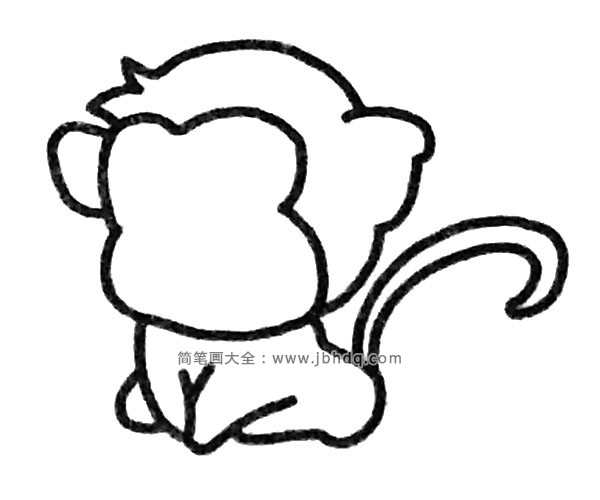 可爱的小猴子简笔画教程(3)