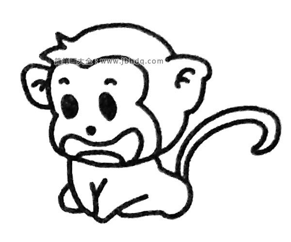 可爱的小猴子简笔画教程(4)