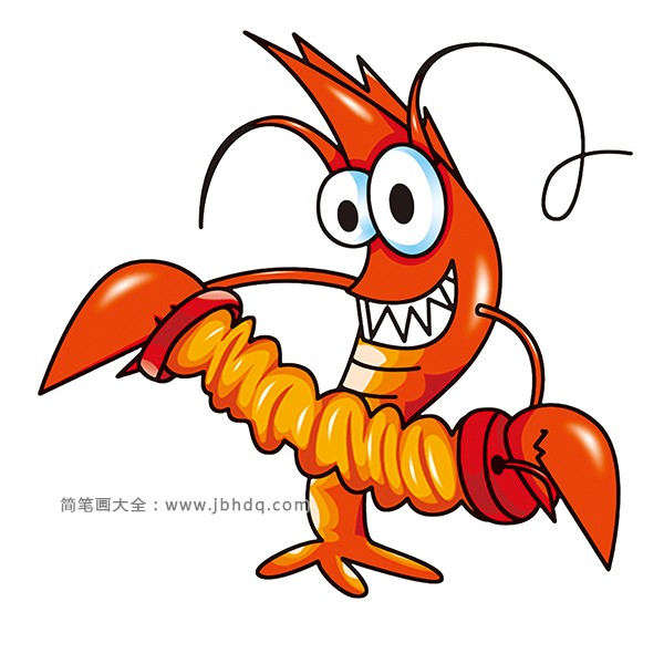 可爱的卡通小龙虾