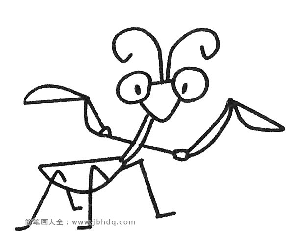 一组卡通螳螂简笔画图片(4)