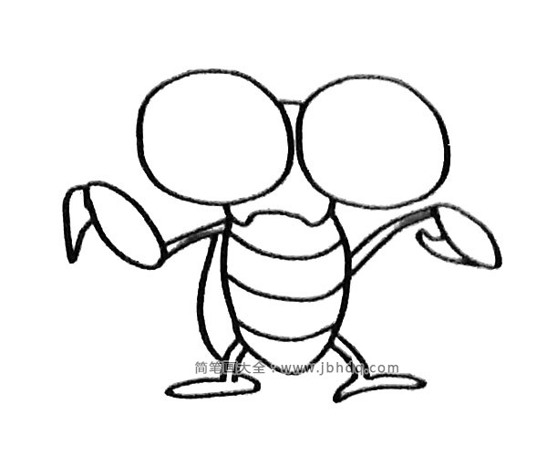 四步画出可爱的卡通螳螂(3)
