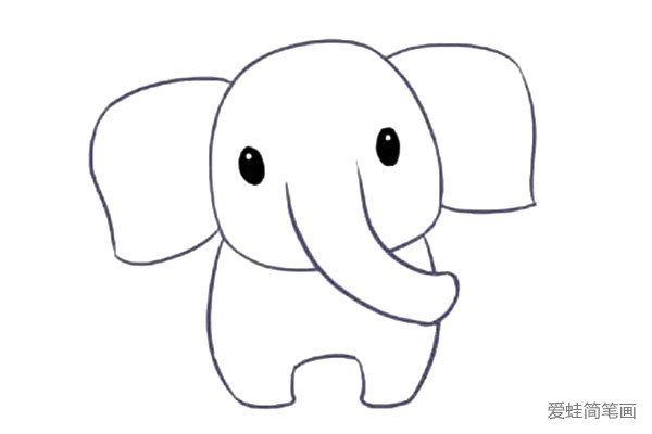 学画可爱的大象简笔画(5)