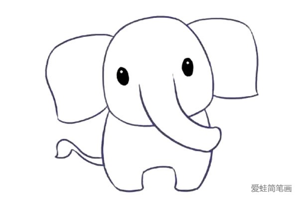 学画可爱的大象简笔画(6)