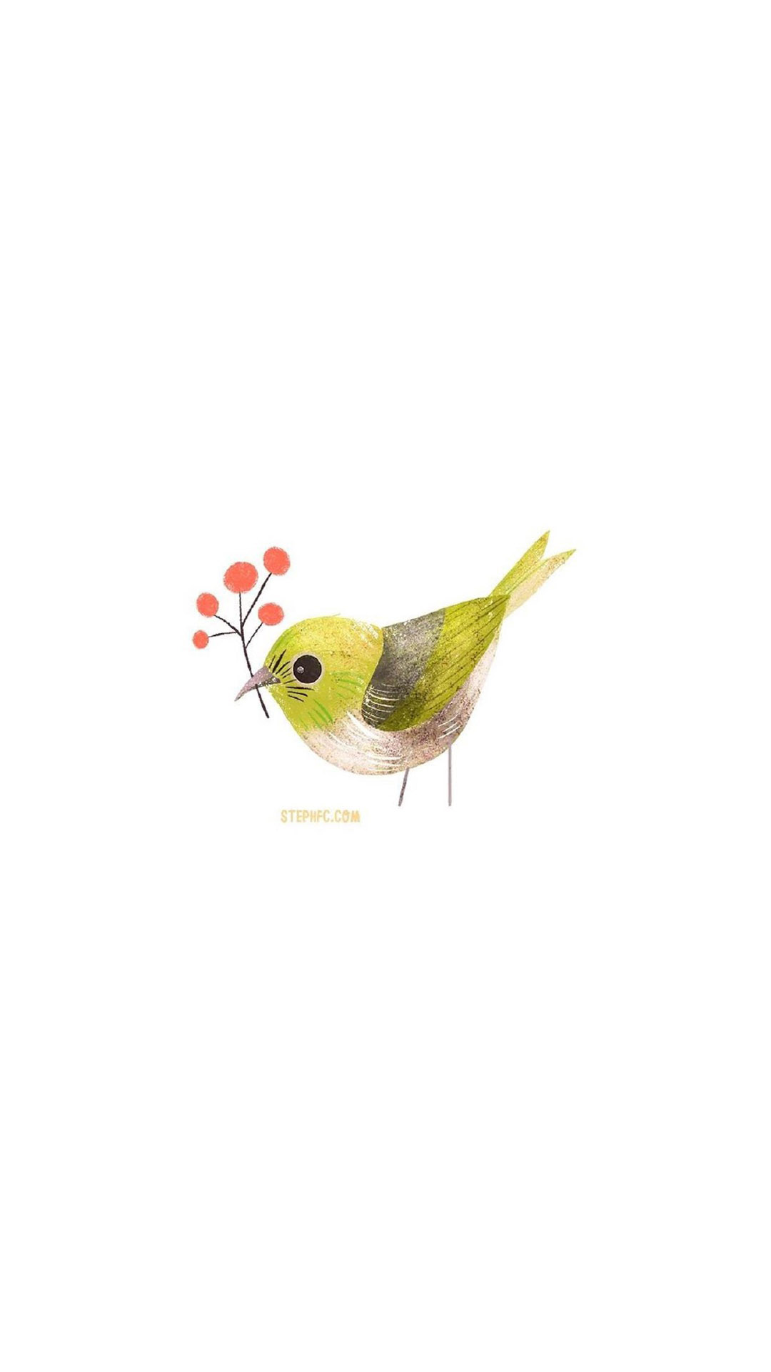 简约手绘小鸟水彩插画风手机壁纸(8)