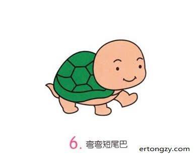 彩色可爱小乌龟简笔画步骤图片(6)