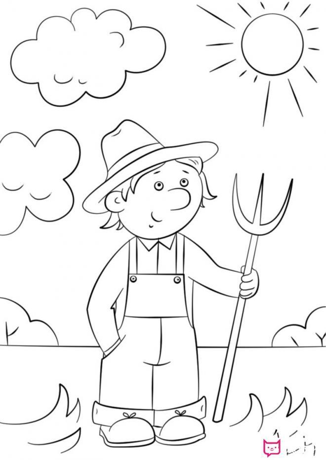 正在劳作的农夫简笔画(4)