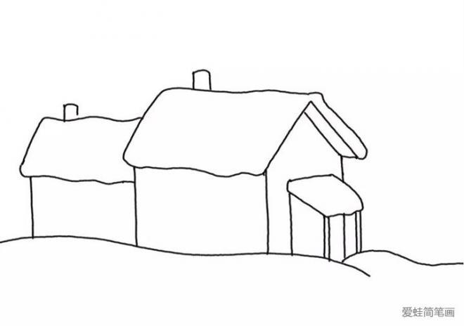 雪地里的小房子简笔画教程图片(3)