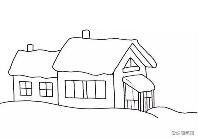雪地里的小房子简笔画教程图片(4)