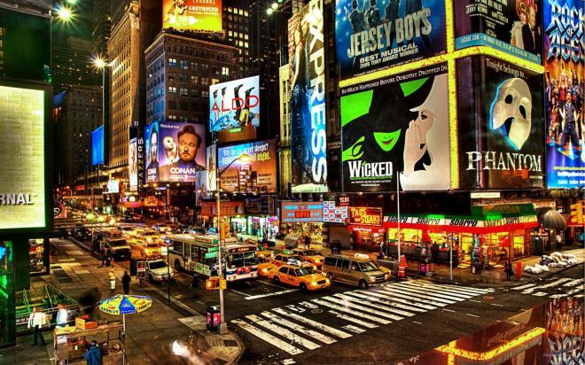 美国纽约时代广场街道城市夜景唯美图片(3)