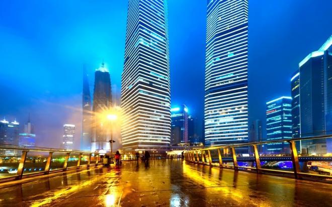 灯光璀璨的美丽上海城市唯美夜景图片(5)