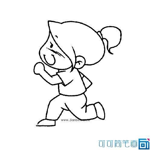 跑步的小女孩简笔画图片(3)