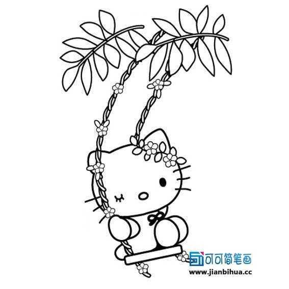 呆萌可爱的kt猫简笔画图片(6)