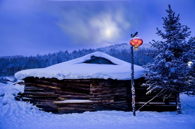东北童话般的雪乡晨曦自然风景图片(5)
