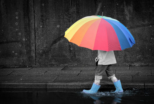雨中打伞女孩背影图片(7)