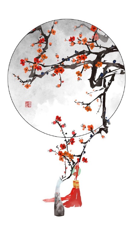 梅兰竹菊 中国风水墨画壁纸