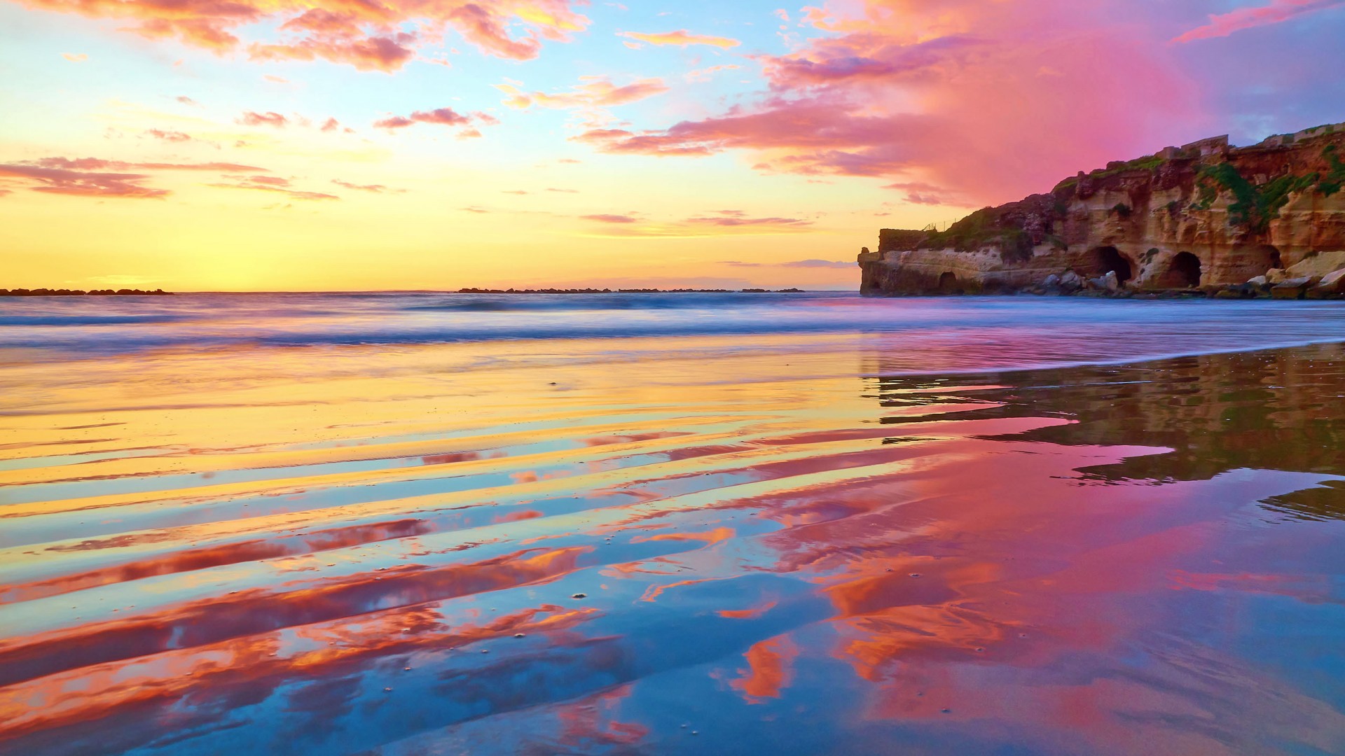夕阳下的大海图片素材 高清大海夕阳壁纸