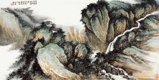 林泉印象水墨画 中国风山水水墨画(2)