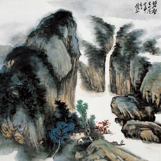 林泉印象水墨画 中国风山水水墨画(3)