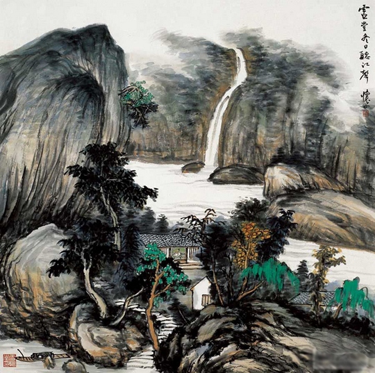 林泉印象水墨画 中国风山水水墨画(6)