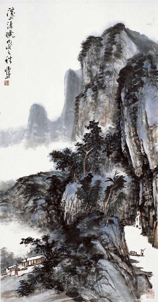 林泉印象水墨画 中国风山水水墨画(8)