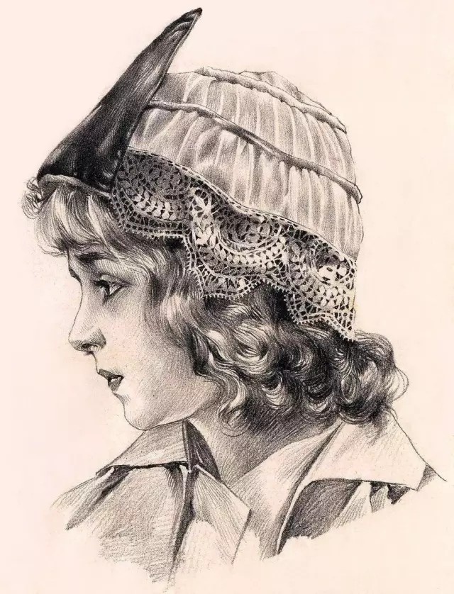 女生素描图片 戴帽子的乌克兰美女素描图片(5)