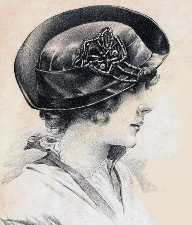 女生素描图片 戴帽子的乌克兰美女素描图片(6)